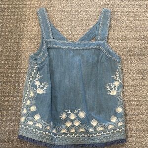 Anthropologie Blue Embroidered Tank Top